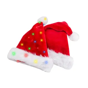 Christmas Hat Cross-Border LED Lights Plush Adult Children Christmas Hat for Party Dress Up and Decorations Masks Masks