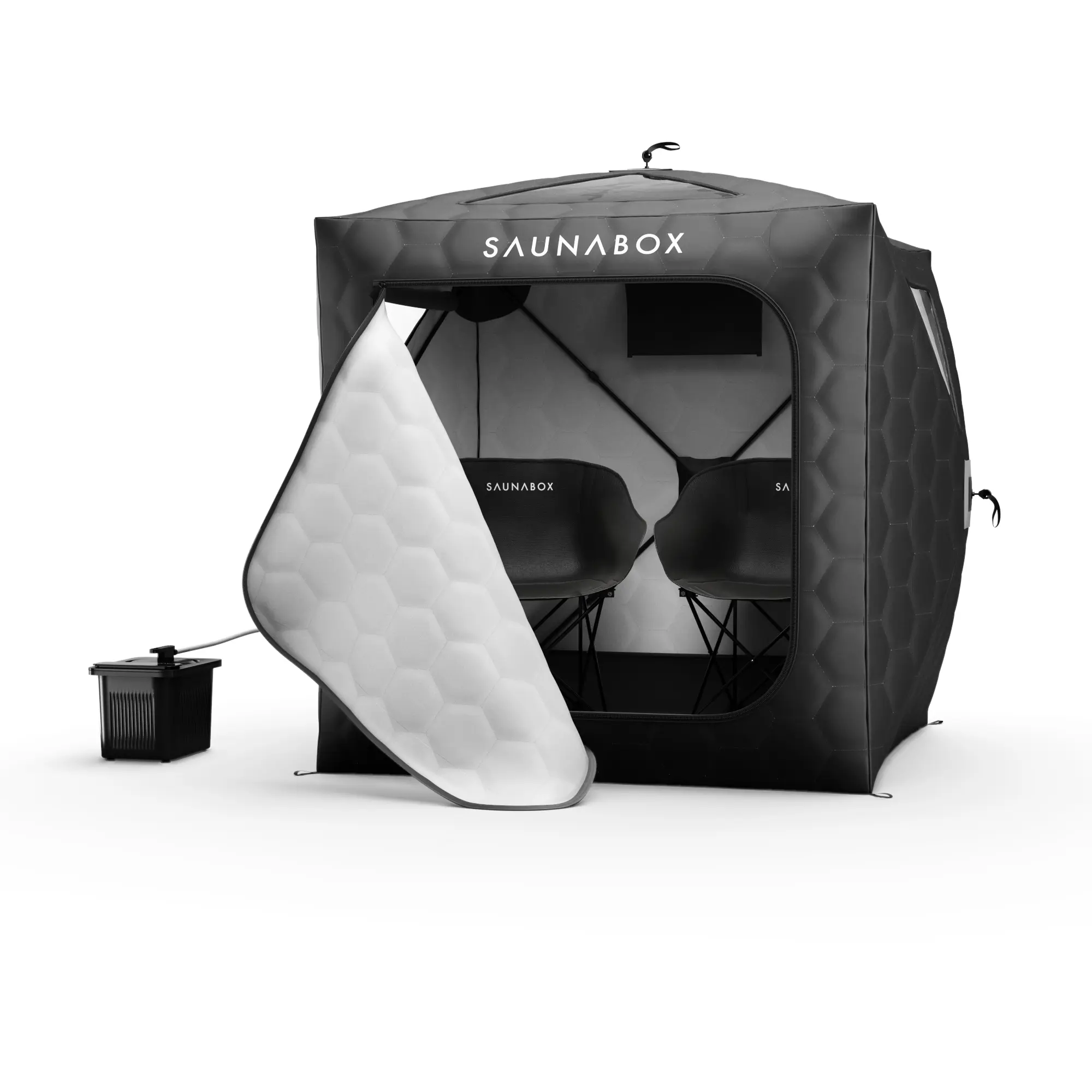 2-Person SAUNABOX GO: Portable Steam Sauna with Bluetooth App Features
