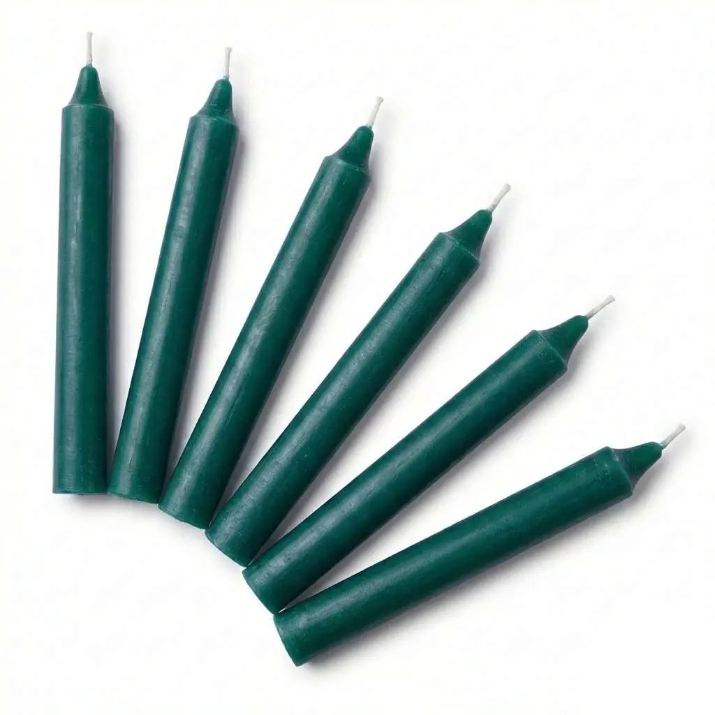Green Household Candles Set of 6 - Prosperity & Abundance Themed Candles with Light for Growth