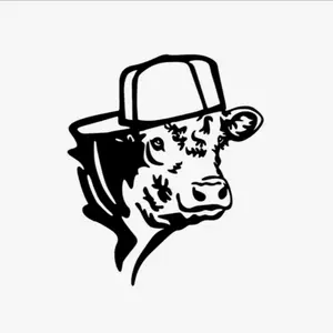 Cow With Backwards Hat Decal, Car Decal, Truck accessories, Squatted trucks, Duck Decal Z