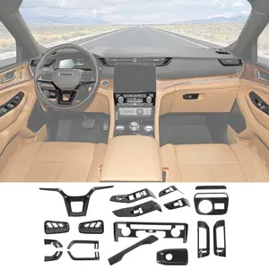 18-Pieces Self-Adhesive UV Resistant Interior Center Console Full Decor Cover Trim Kit for 2022+ Jeep Grand Cherokee, with DIY Install Capability
