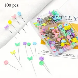 100pcs Patchwork Pins Dressmaking Pins Sewing Embroidery Tools Needle Fixed Metal Button Pins DIY Sewing Accessories