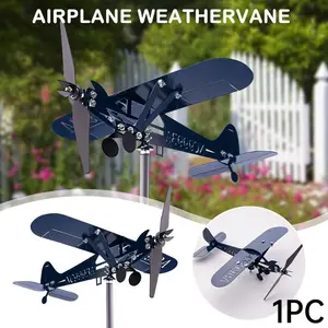1pc,Large and Small Black Windmill Planes,black Airplane Weathervane, Kinetic Metal Wind Spinners for Yard and Garden, 3D Kinetic Wind Spinner Wind Catchers Sculpture, Airplane Weathervane Metal Wind Spinner