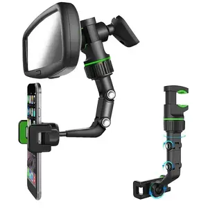 Rearview Mirror Phone Holder 360 °   Rotatable and Retractable Car Phone Mount Multifunctional Rear View Mirror Holders for All