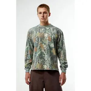 Pacsun Men's Camo Cropped Long Sleeve T-Shirt