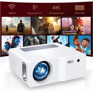 1080P 5G WiFi  Projector, 1200ANSI Portable Outdoor Movie Projector, 4K Supported, 450" Display Video Projector for  Theater, Compatible with TV Stick Smartphone/HDMI/USB (White)