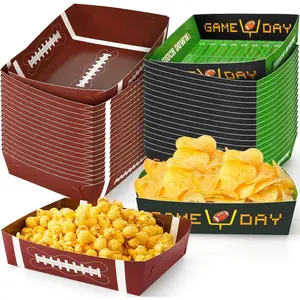 36Pack Football Party Decorations Large Football Food Plates Football Paper Snack Tray Disposable Bowls Football Theme Party Favors for Gameday Carnivals Game Events Birthday Party Supplies