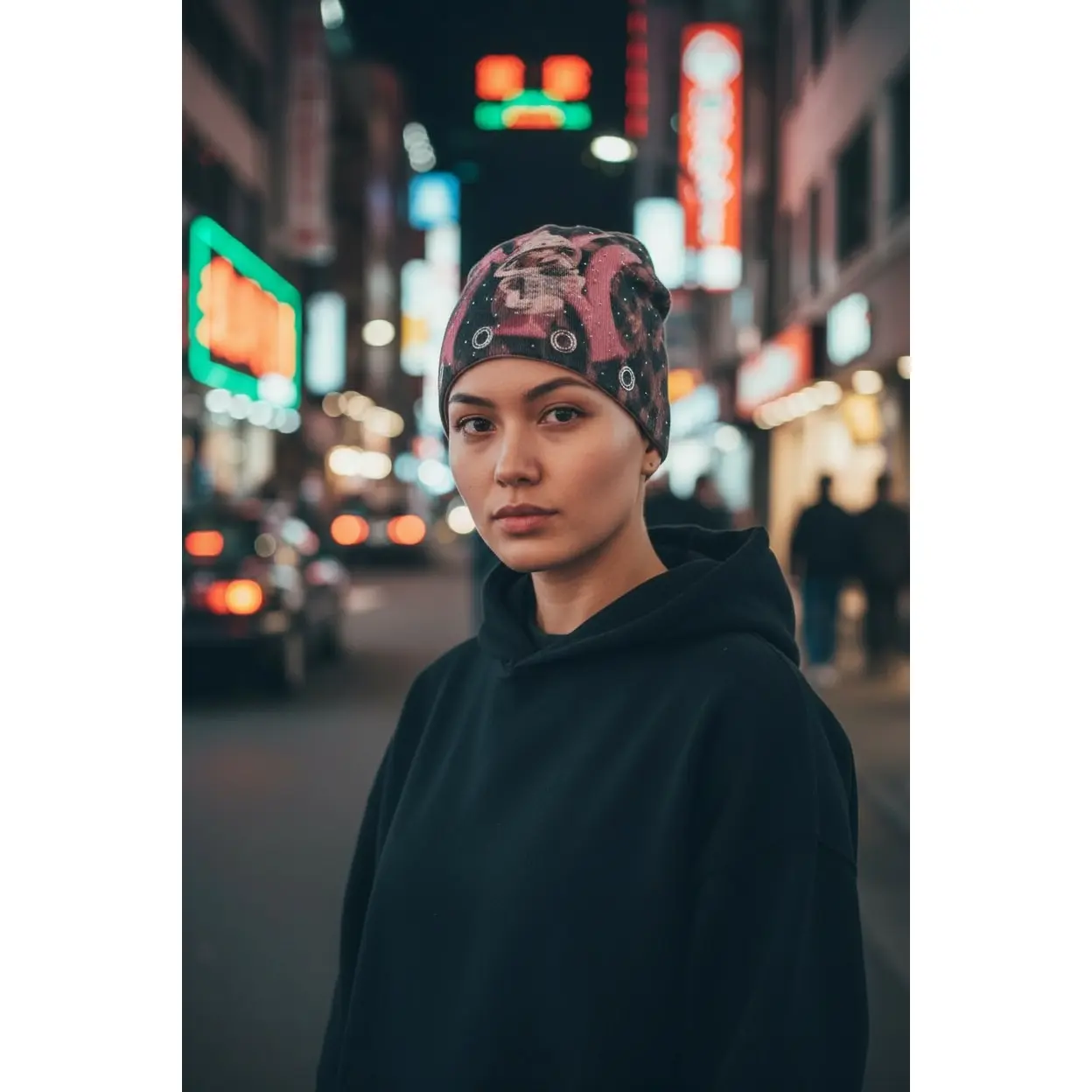 Pink leopard Yankee Bratz money all over diamond beanie
