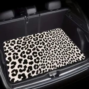 1pc Car Trunk Mat with Black and White Leopard Print - Plush Soft Material for Vehicle Interiors, Car Interior Accessory, Stylish Trunk Liner Suitable for All Cars, Organizes and Enhances Vehicle Cargo Space, Ideal for Everyday Use and Travel.