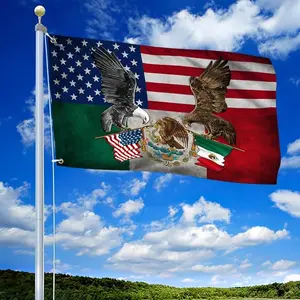 American ft Mexico Mexican American Grommet Flag With Flagpole Mounting Rings-USA Heavy Duty Flags Canvas Cotton-Durable Indoor Outdoor Flag Flag 3x5ft