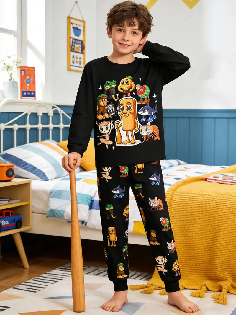 World Book Day Pajamas for Kids , Cartoon Print Sleepwear, Fruit Print Pajamas, Casual Home Wear, All Seasons Fitted, Fun Italian Design Valentine Pajamas for Kids