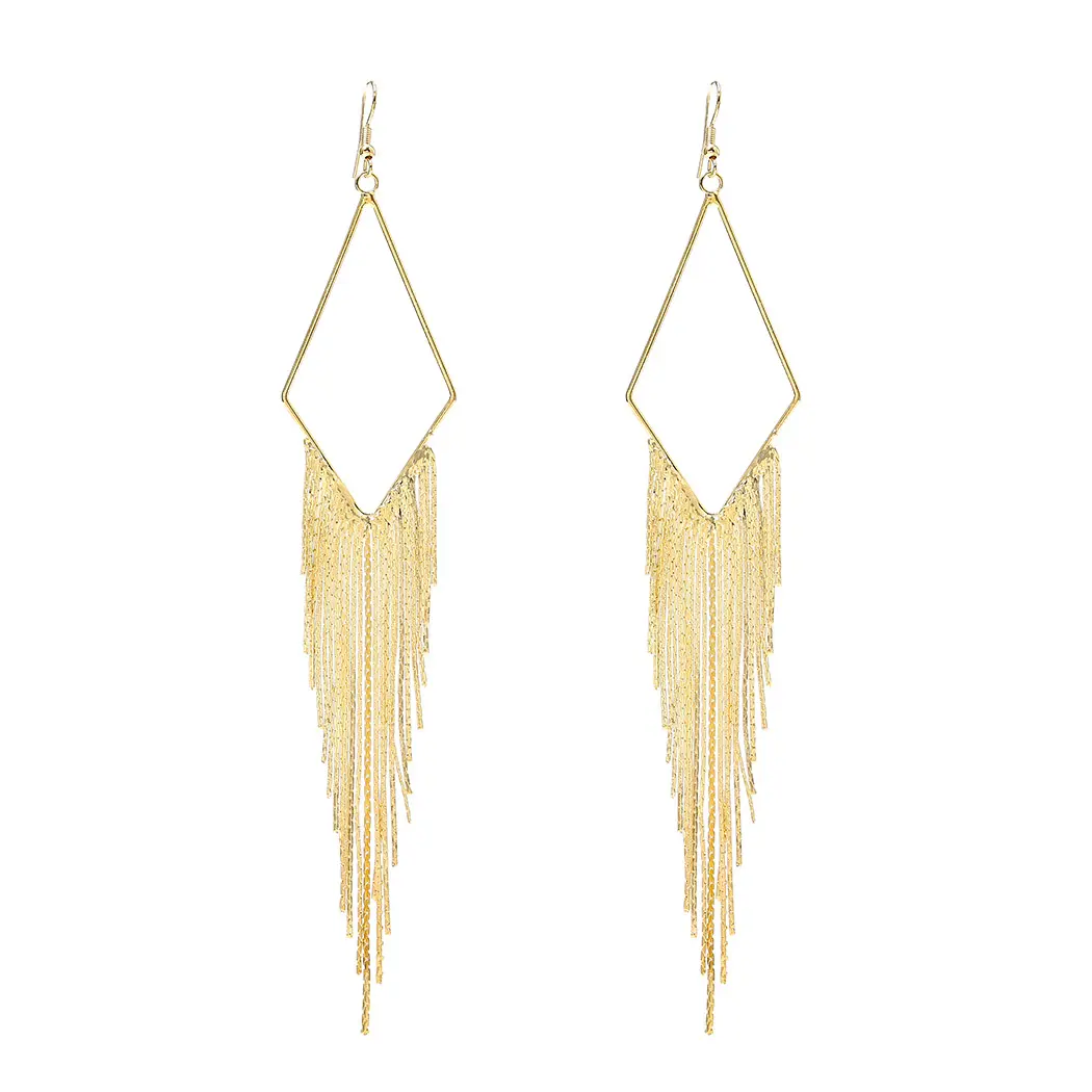 Tassel Dangle Drop Earrings Gold Statement Fringe Earrings Geometric Jewelry Wedding Bridesmaid Party for Women and Girls
