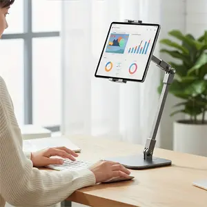 Adjustable Tablet Computer Stand Office Digital Accessory Heavy Duty Stable Space Saving Ergonomic Design Multi Device Mount Flexible Viewing Helper for Streaming Gaming Video Calls Online Classes E Reading Work Study Suitable for Streamers