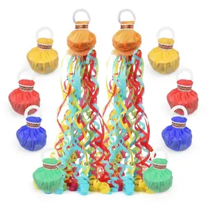 10 Pack Hand Throw Confetti Streamer Poppers, Multi Color Paper Streamers for Birthday Wedding Party Celebrations