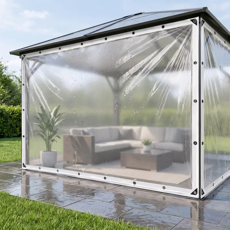 10×13ft Heavy-Duty Clear Waterproof Tarp Fabric - Durable Windproof Dust-Resistant Material with Reinforced Rivet Holes, Flexible Protective Sheet for dustproof protection Outdoor Coverage Needs
