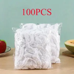 100pcs Disposable Food Cover Plastic Wrap Fruit Food Cover Bags Elastic Plastic Wrap Cover Food Grade Storage Bag Kitchen Organizer