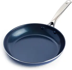 Blue Diamond Cookware 10" Frying Pan Skillet, Diamond Infused Healthy Ceramic Nonstick, PFAS and Pfoa-Free, Dishwasher and Oven Safe, Even Heating, Metal Utensil Safe, Warp Control Base, Blue Blue Diamond