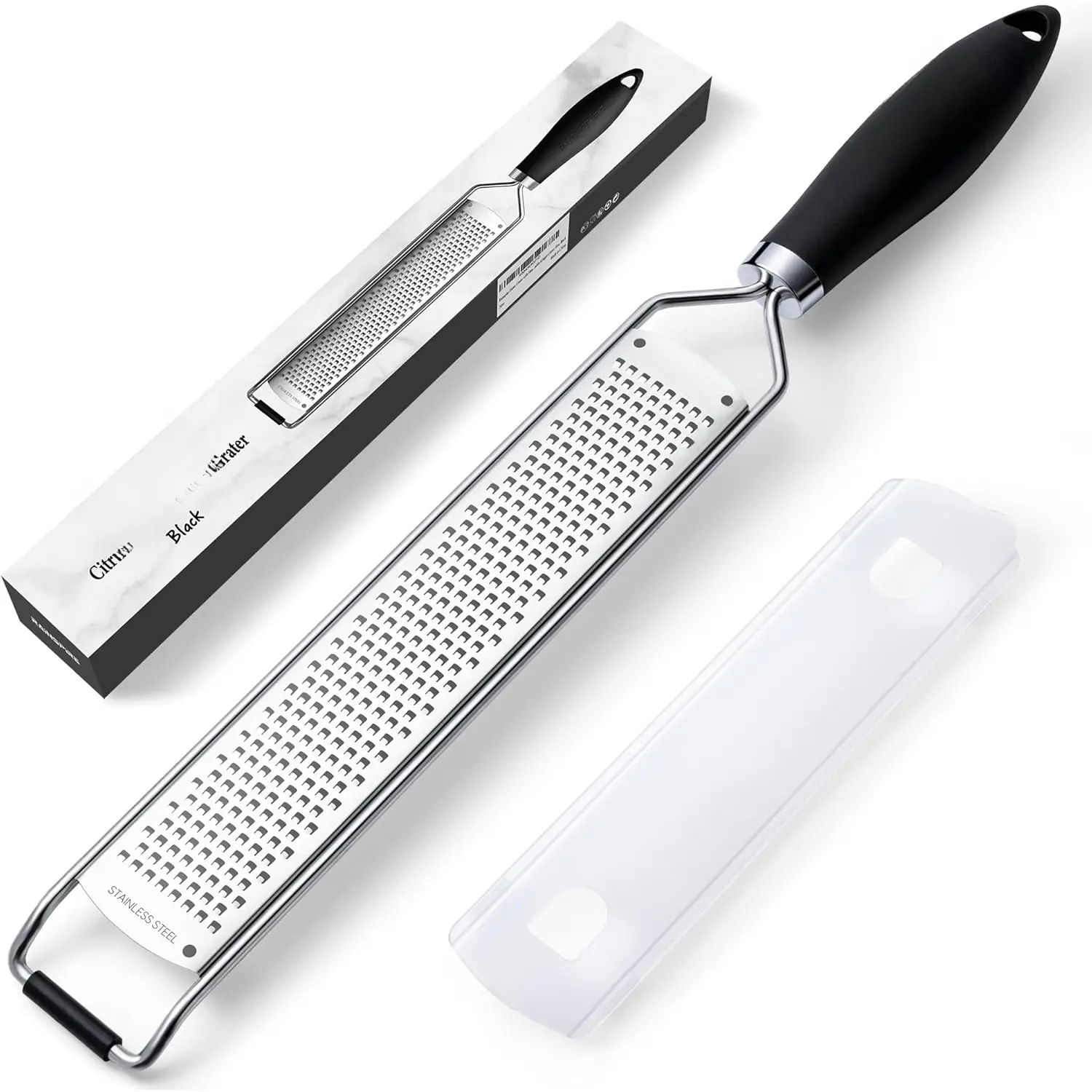 Upgraded Zester Grater with Cover Lemon Zester Cheese Grater for Kitchen Stainless Steel, Parmesan Cheese Garlic Nutmeg  Fruits Vegetables Ginger Grater, Kitchen Gifts, Fine, Black