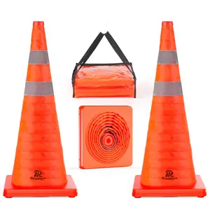 RoadHero 28" Collapsible Traffic Cones 2 Pack with Reflective Bands for Parking, Road, Training