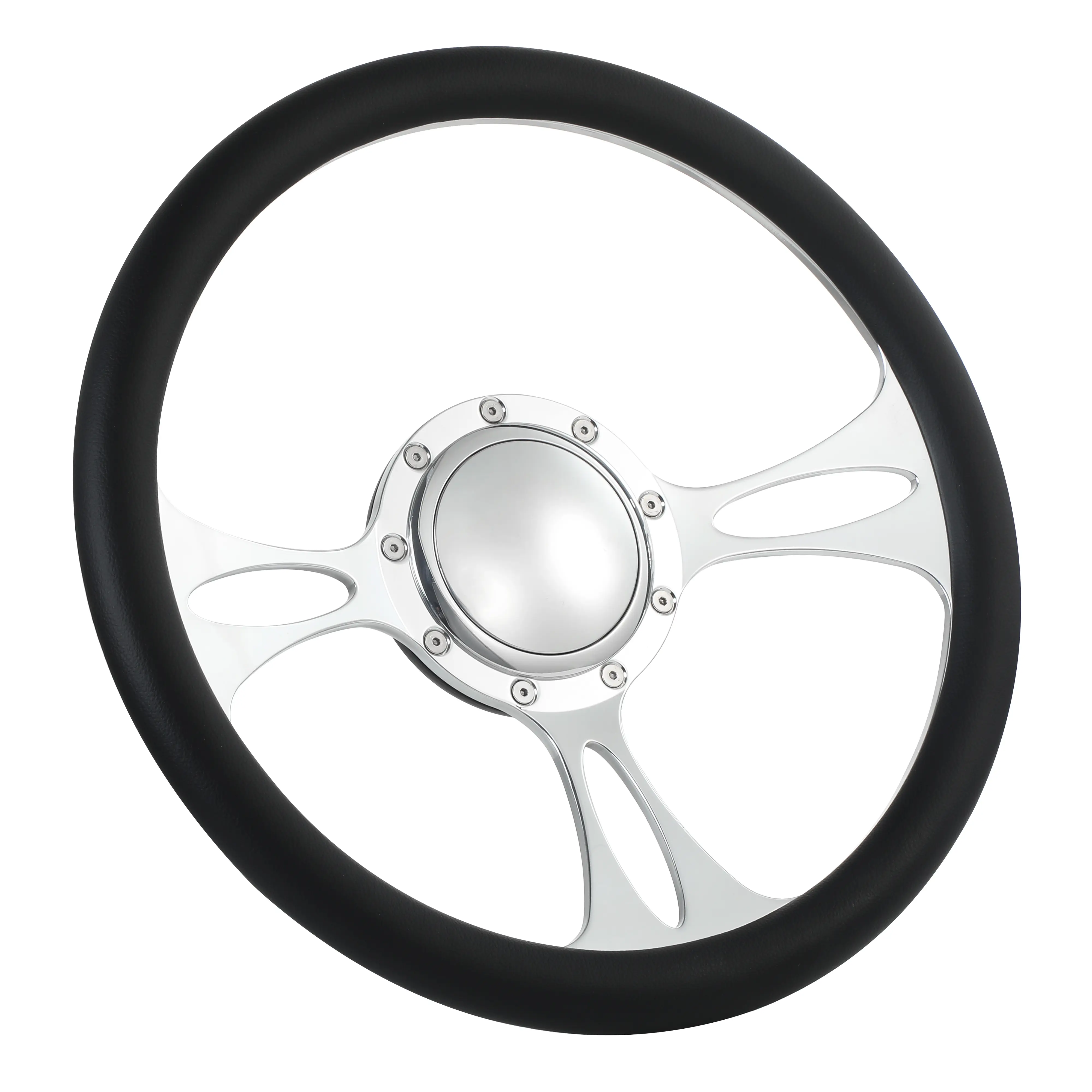14" Billet Steering Wheels Black Half Wrap Ford Thunderbird Mustang EXP w/ Horn