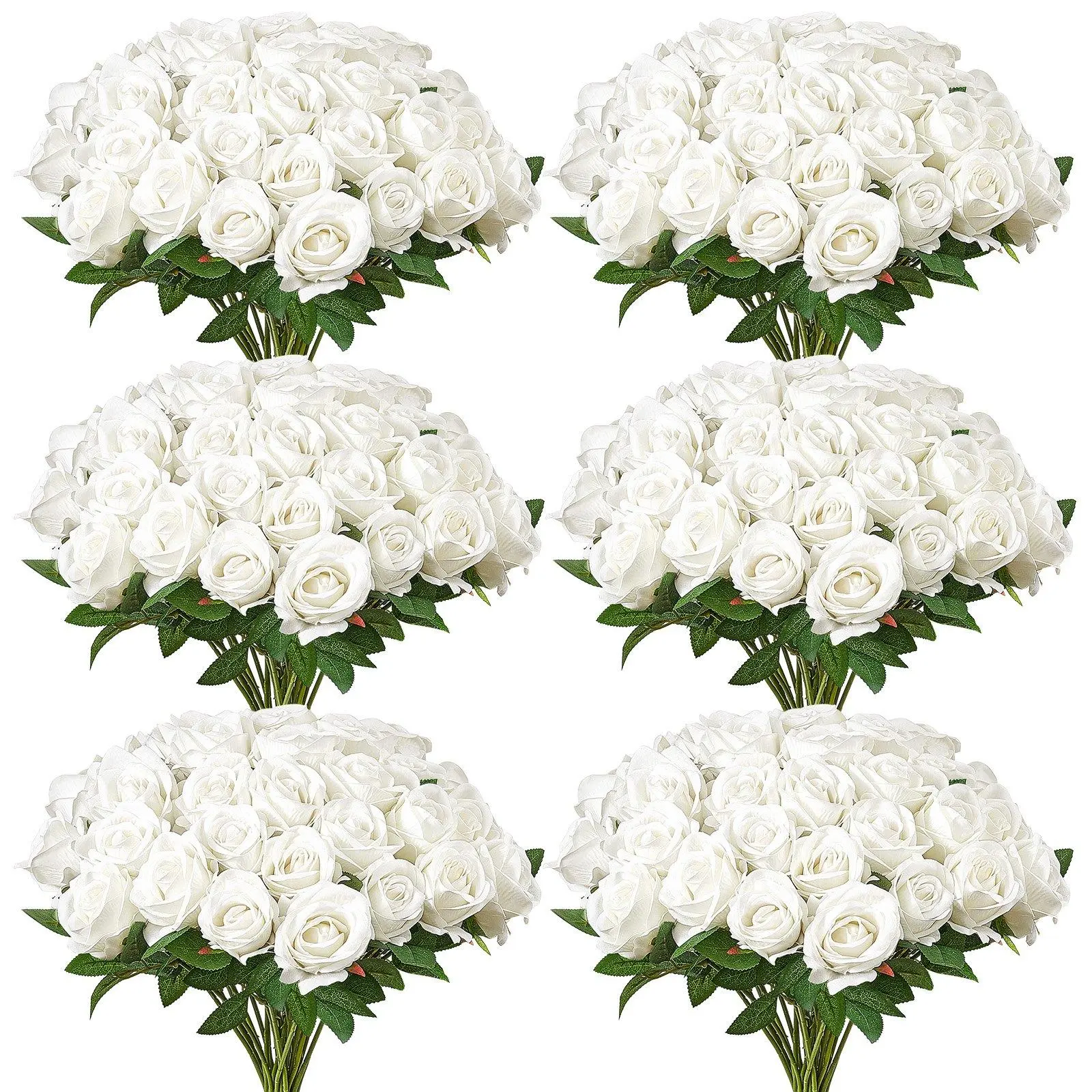 120-Piece Realistic White Artificial Roses Bouquet – Premium Christmas Home Decor, Long-Lasting Faux Floral Arrangement