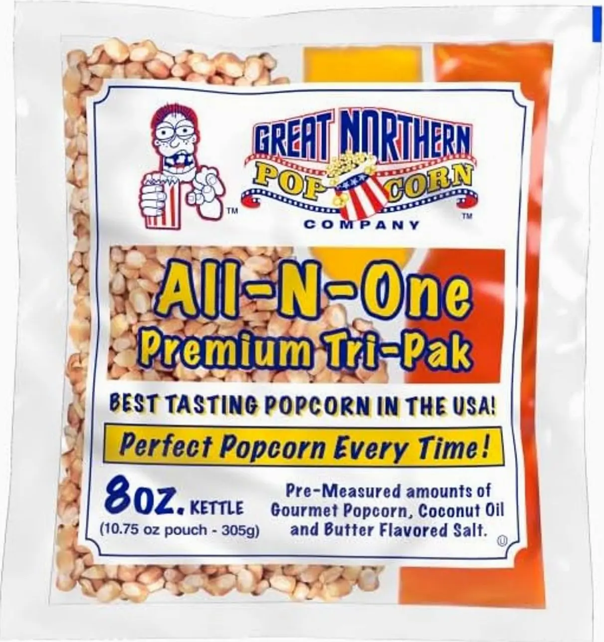 All-in-One Premium Tri-Pack Popcorn - 10.75-Ounce Movie Theater Popcorn for Commercial 8-Ounce Kettle Poppers - 12/Case by Great Northern Popcorn