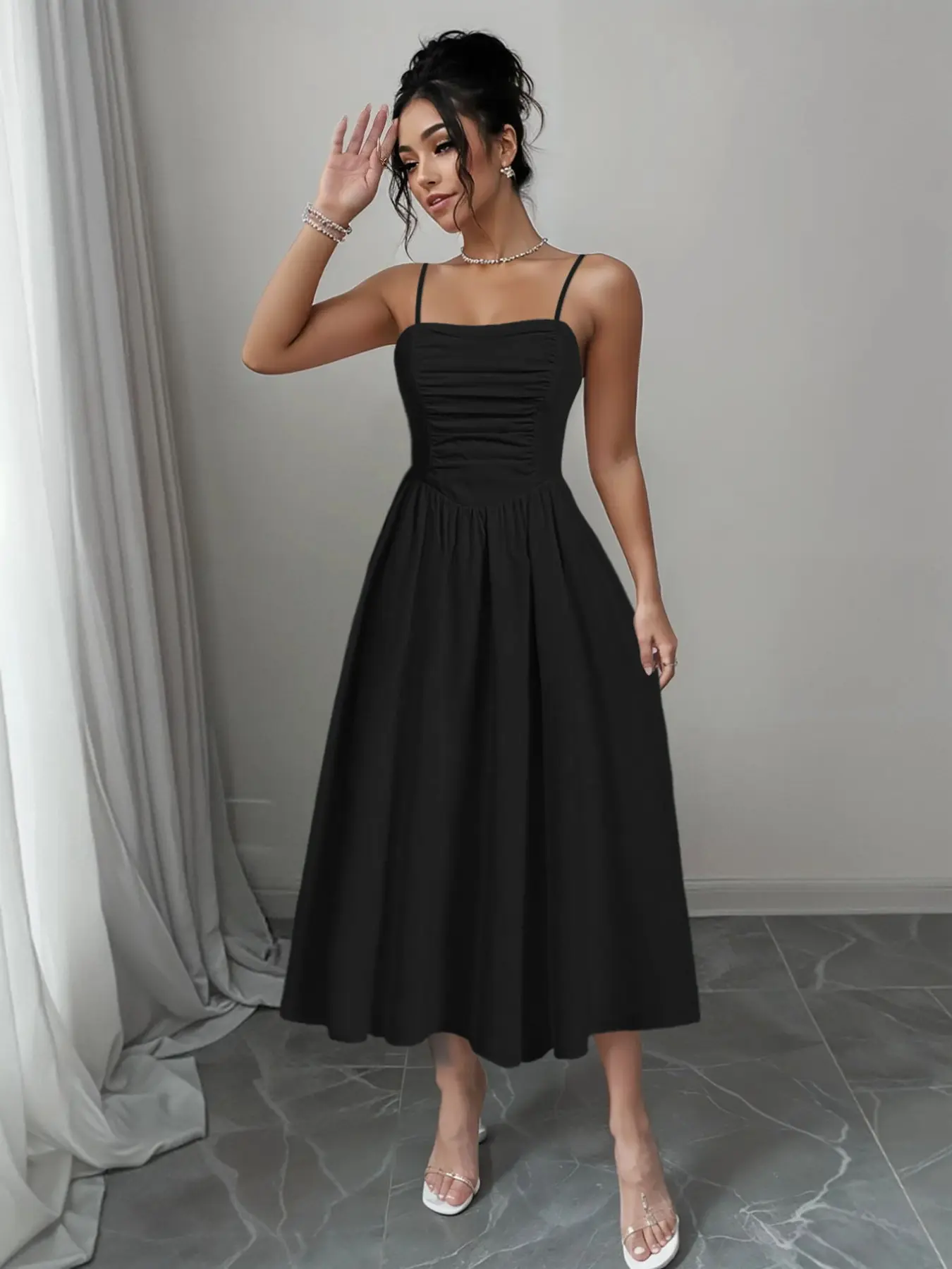 knee length dresses for ladies Cami Midi Dress - Chocolate Brown main image 1