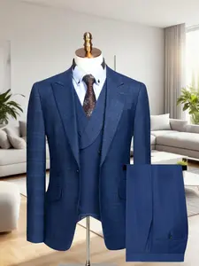 Wedding Men's Suit Plaid 3pcs Set Jacket + Vest + Pants, business, Casual, Formal Suits