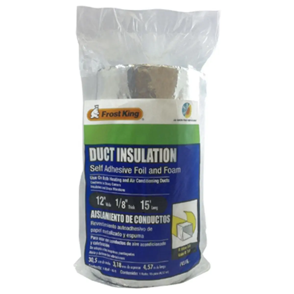 212 MAIN 0.13x1ftx15ft Foam & Foil Duct Insulation, Easy-Install Home Improvement Building Supply with 1-Step Application
