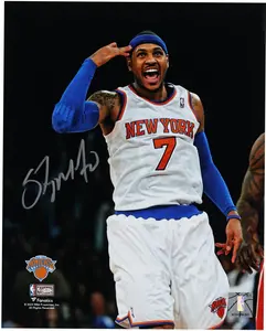 Carmelo Anthony New York Knicks Autographed 8' x 10" Celebration Photograph - Fanatics Authentic Certified
