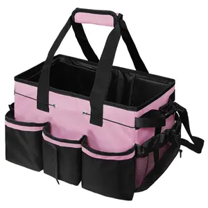 Large Capacity Multi-functional Cleaning Tool Organizer Bag, Durable PVC Non-woven Utility Bag, Waterproof Tool Bag with Safety Pocket & Side Mesh Bag, Tool Storage Bag