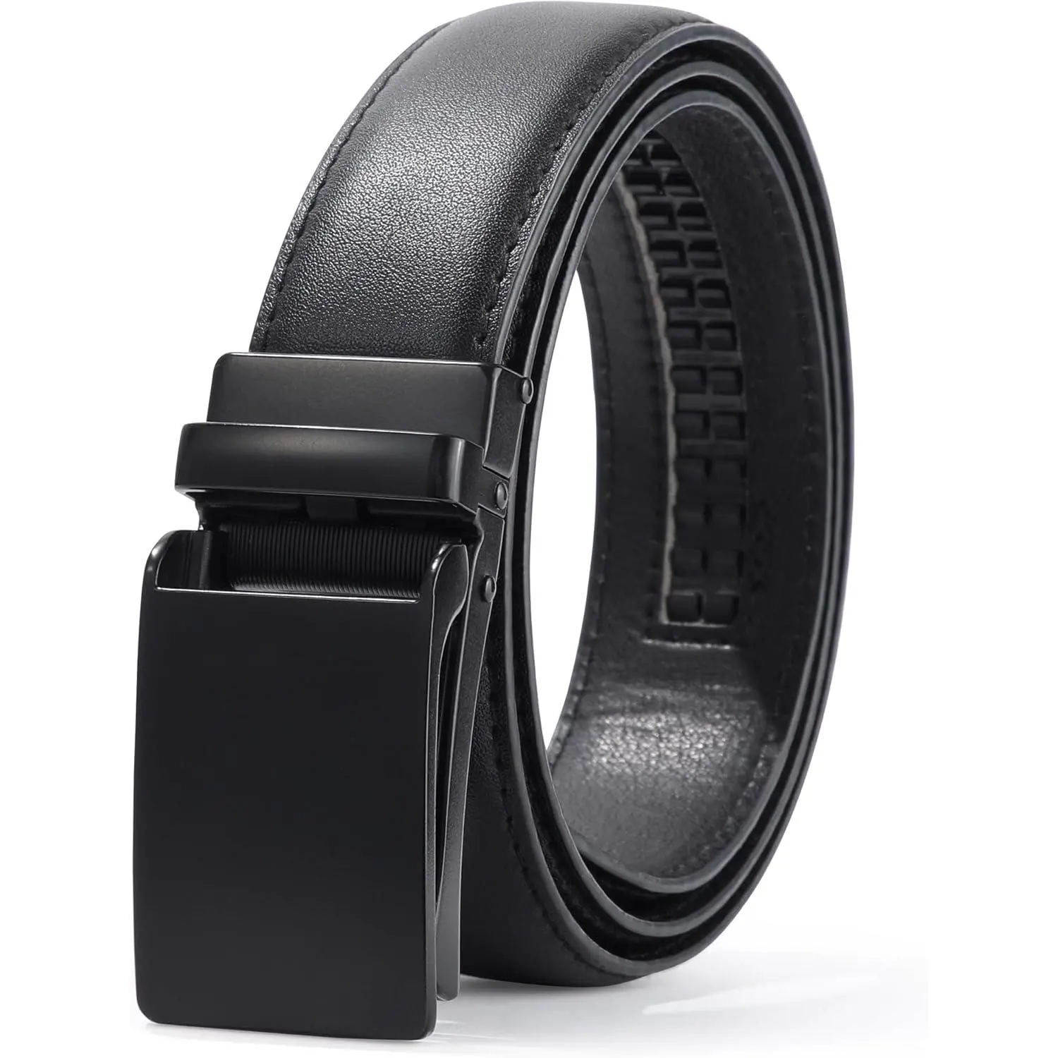 Boys' Heavy Duty PU Leather Ratchet Belt, Easy Adjustable and Customizable Dress Belt for Kids' School Uniforms and Formal Wear, Easy Adjustable Belt, Stretch
