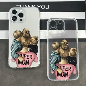 Harmonious Mother Pattern UV Printing Phone Cover 360 Degree Full Protection for iPhone 11 12 13 14 Pro Max 15 16 XR X/ XS 7 8 Plus SE Mini for Smartphone Gift Birthday Gift Boy & Girl Transparent Astronaut