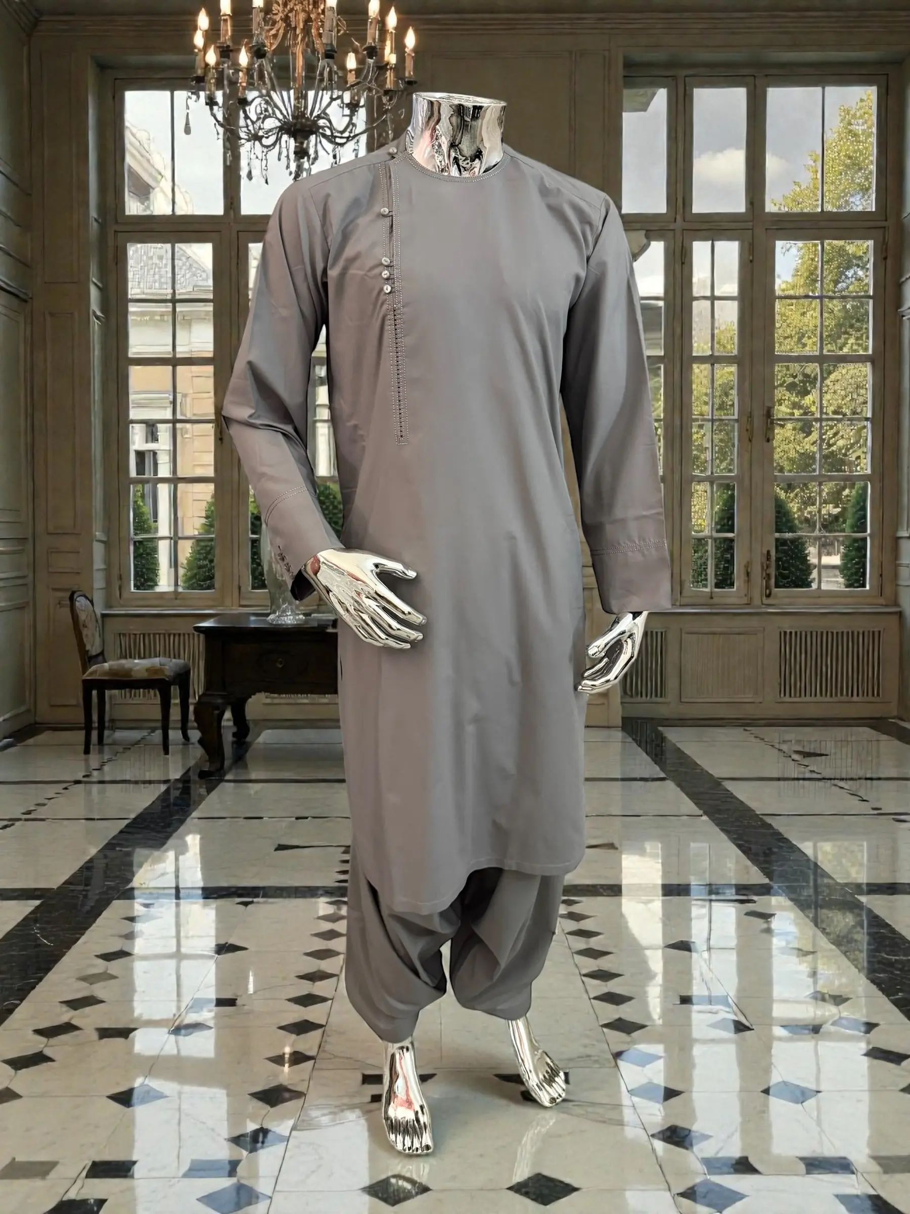 Large Afghan Parahan Tunban Men's Long Shirt | Qasimi Design