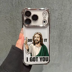Thumbs Up Jesus Meme Phone Case for iPhone 17 AIR 17 PRO 16 PRO 15  PRO MAX  14 PLUS 13 PRO 12 11 series (silicone softshell) airbag anti-drop and shockproofmobile phone protective case