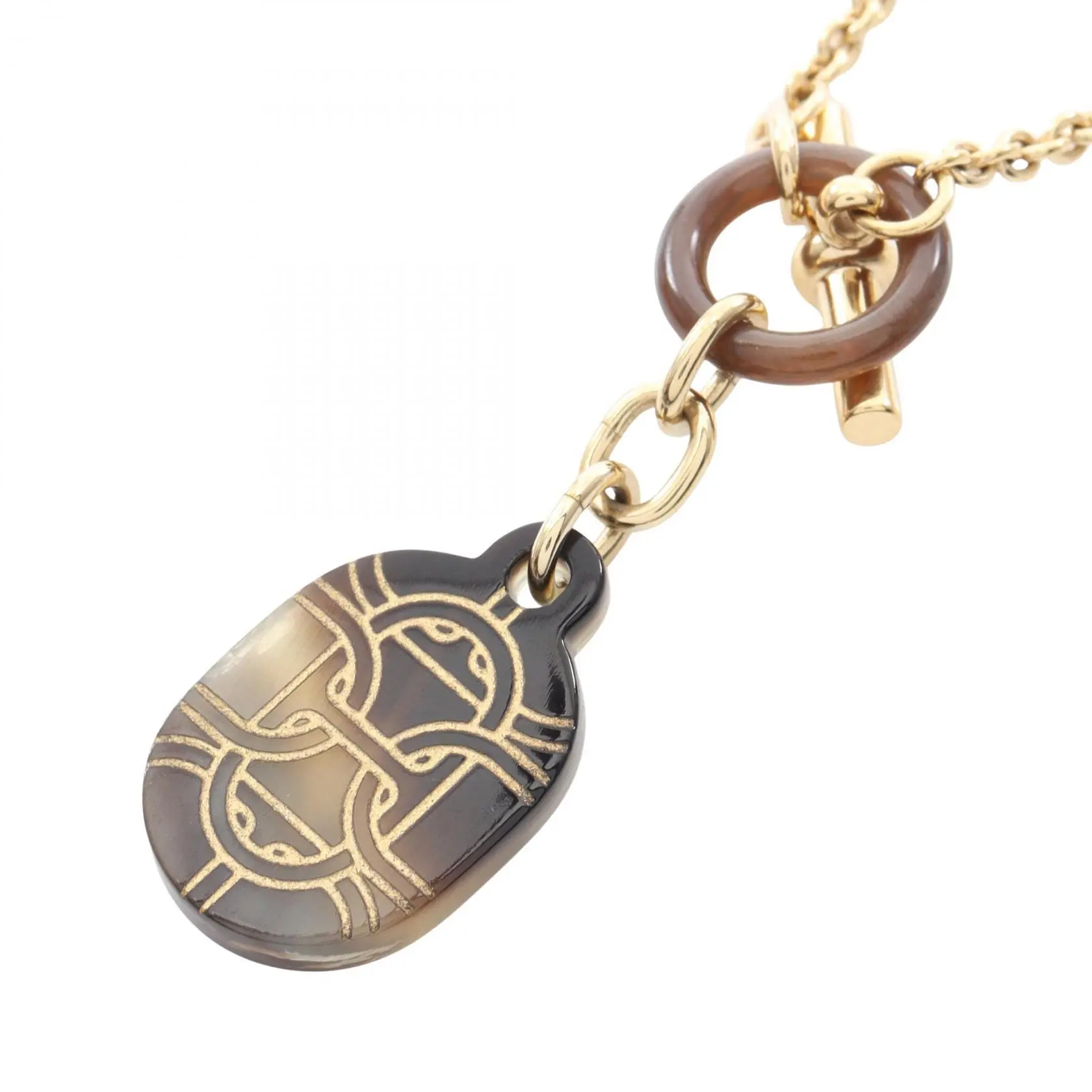 Pre-owned HERMÈS Gold-plated Small Leather Goods Hermes Chaine dAncre Necklace