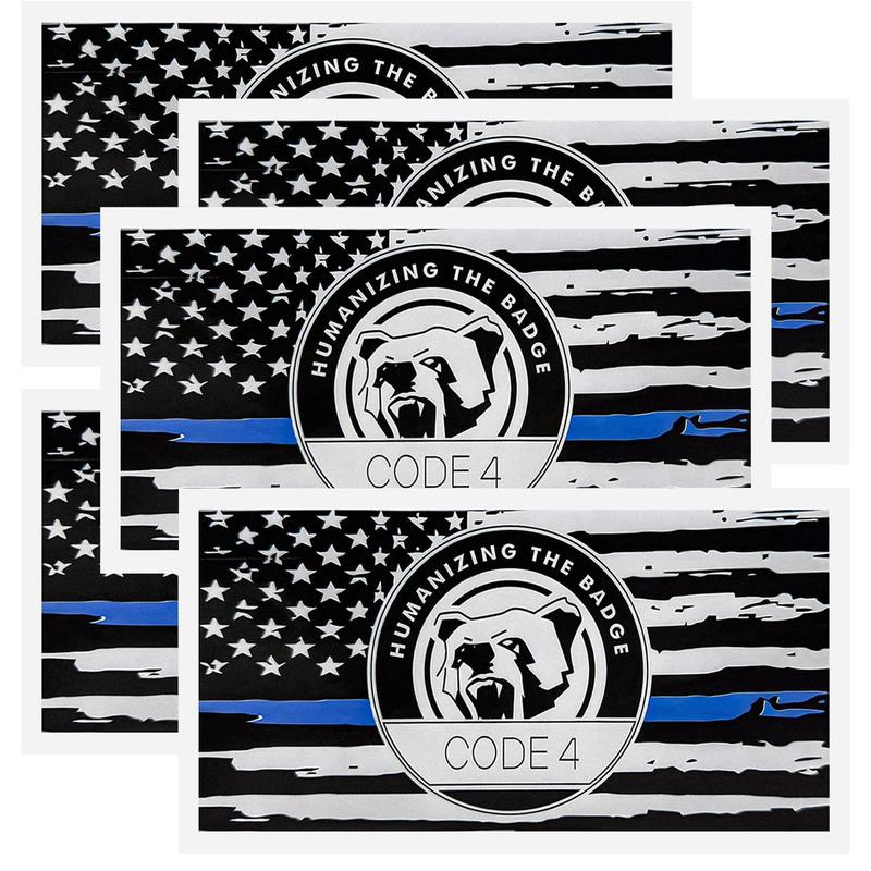 5/10 Pcs Thin Blue Line Sticker - Code 4, Thin Line Flag Car Decal - American Flag Thin Blue Line Decal for Cars, Truck Stickers, Windows, Laptop Vehicle Exterior Decorative Car Decal