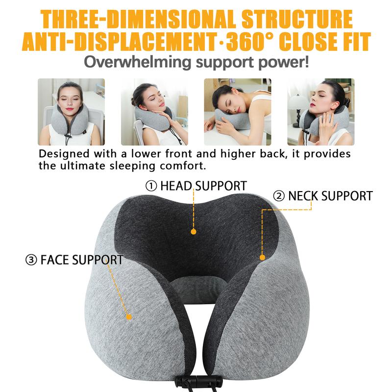 Travel Neck Pillow | Memory Foam Neck Pillow, New Portable U-Shaped Pillow with Neck Support, Breathable & Washable Cover, Compact for Plane, Office, Bus, Train, Sofa, Nap–Includes Storage Bag
