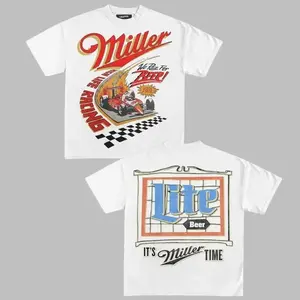 Miller High Life Racing Graphic Tee Unisex Cotton Short Sleeves T-shirt Double Sided Design Menswear & Womenswear Top Streetwear Vibrant Durable Print 2KK