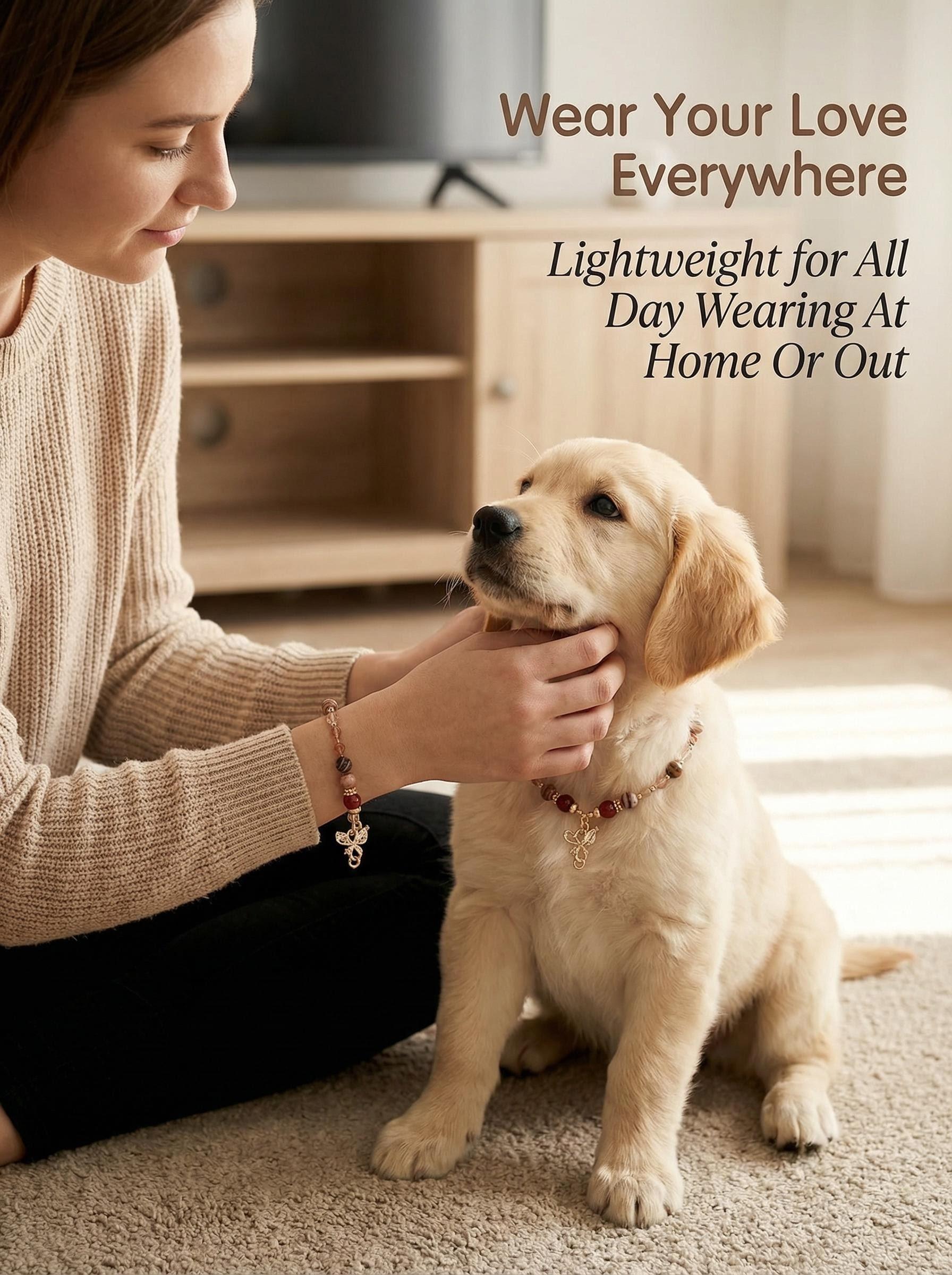 Butterfly Fur Mark Matching Jewelry Set Bracelet And Pet Necklace With Butterfly Detail