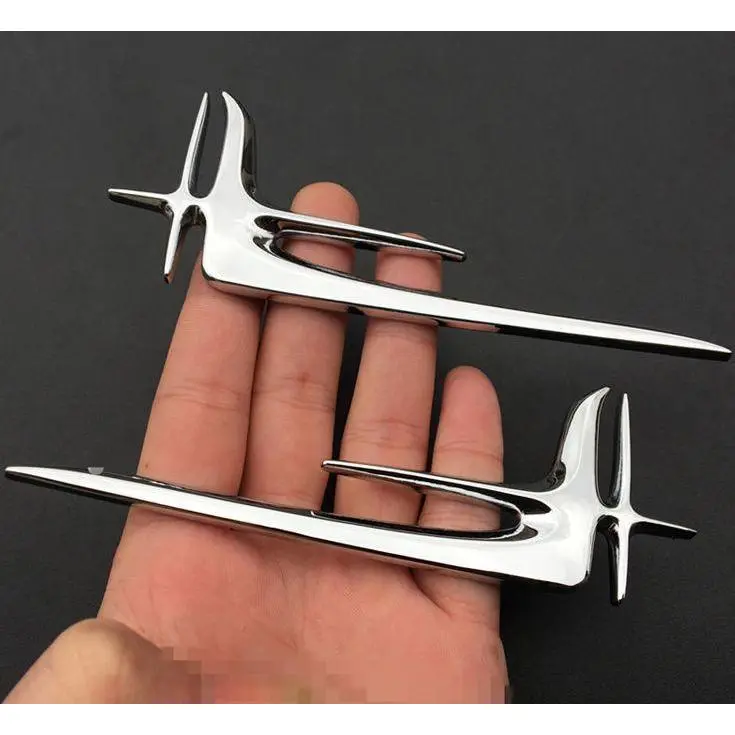 2PCS Silver Metal Stylish Automotive Decorative Bodyside Emblem Stickers – Universal Car Accessories, Smooth Surface Easy Installation, Fits Most Vehicle Models, Exterior Modification Decor, Durable Weather-Resistant Design, Adds Premium Custom Look