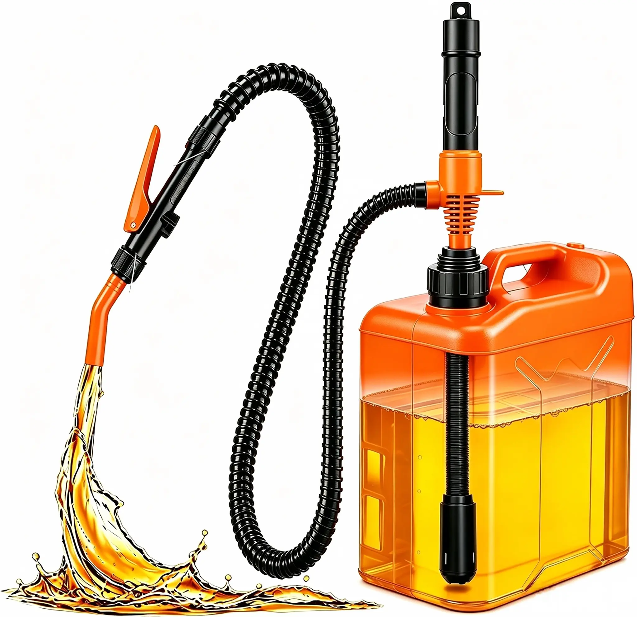 Battery-Operated Siphon Pump, Portable Electric Fluid Transfer Pump with 3FT Hose, 2.4 GPM One-Touch Transfer for Water, Kerosene & Fuel Containers