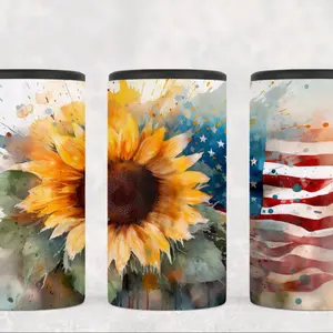 4 in 1 Can Cooler - Sunflower Boots Stainless Steel Beverage Bottled