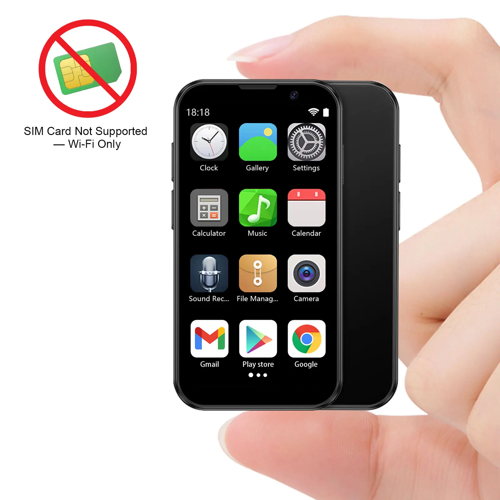 BLKE Wireless WiFi Android OS Mini Phone - 3.0" HD Screen, 3MP+5MP Dual Cameras, GPS, Lightweight Electronic Learning Device, 5V/1A Adapter Included, No SIM Support (Phones & Electronics, Education Devices)