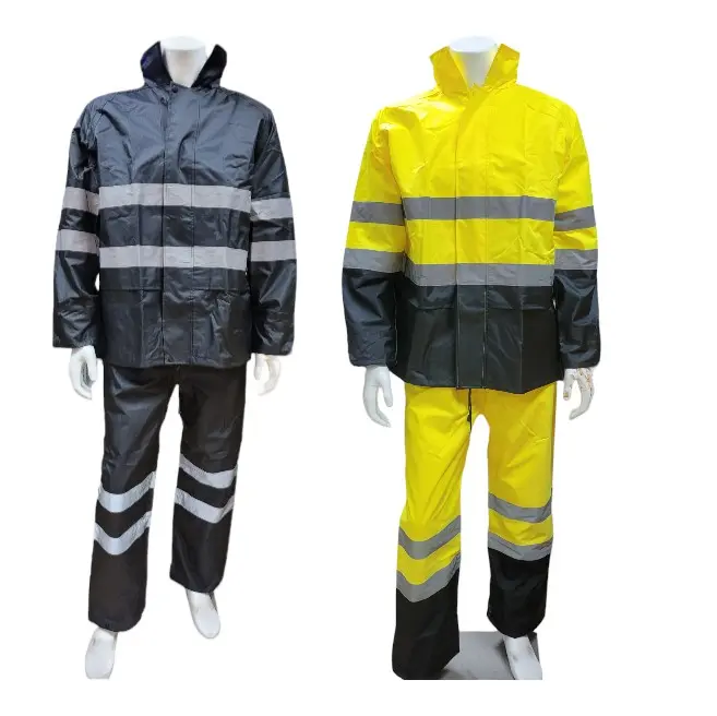 High Visibility Reflective Waterproof Workwear - Durable Rain Suit, Lightweight Rain Coat, Full Body Cover for Home Improvement Work Safety