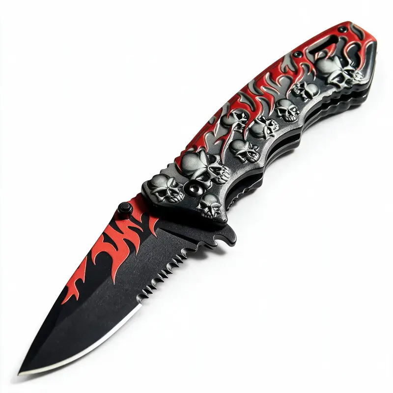 3D Relief Skull Stainless Steel Kitchen Knife - Thick Ergonomic Handle, Durable Rustproof Scratch-Resistant High-Hardness Sharp Blade, Ideal for Fruit & Meat Prep, Kitchen Use & Mens Gifts