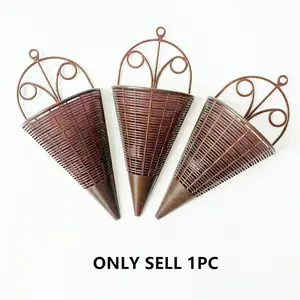 Boho Style Hand-Woven Hanging Basket Set, Wall-Mounted Storage Decorative Grid Shelf, Rustic Home Decoration, Plastic Plant Pot Holder