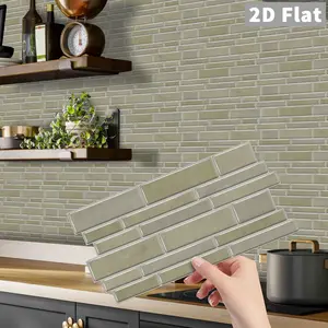 12/24/48 Sheets Striped Marble Self-Adhesive Decorative Tile Stickers - Waterproof Removable Square Wall Backsplash For Kitchen Bathroom & Room DIY,Instant Upgrade! Waterproof Wall Decal Self Adhesive Tiles