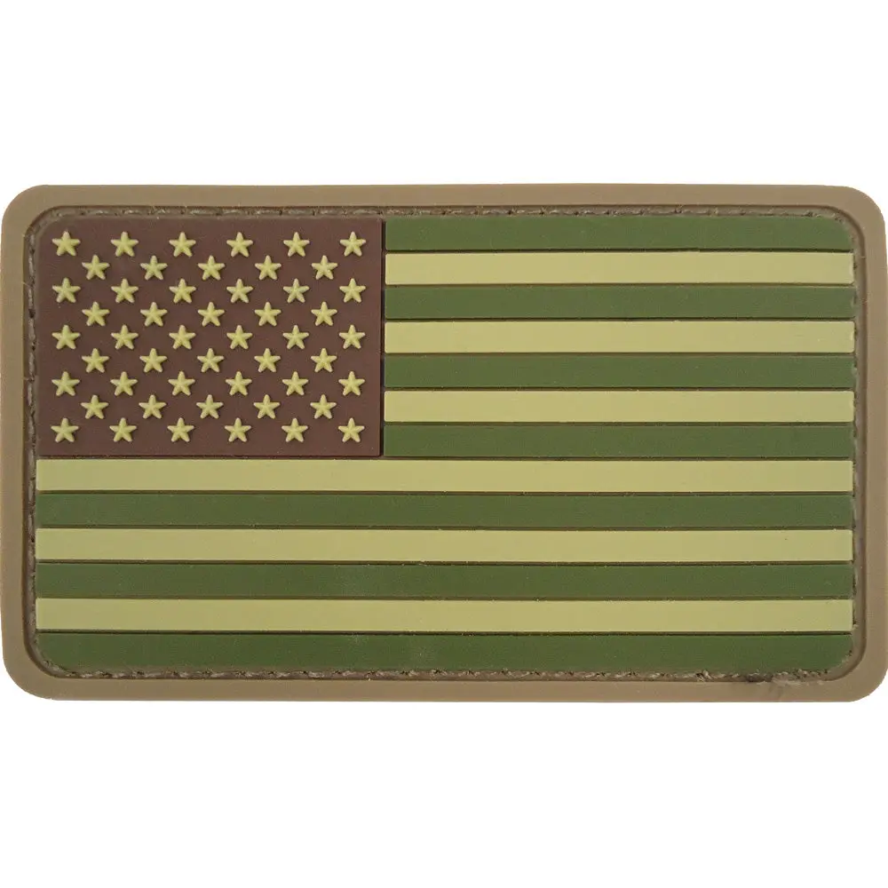 U.S. Stars and Stripes Tactical Morale Patch, PVC Rubber MultiCam Design, Hook Closure, Embroidery Accessory for Hat/Coat/Pack, Left Shoulder Use, Low Reflectivity, Tactical Morale Patches