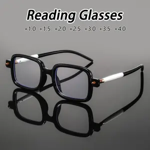 Men's Plastic Square Reading Glasses, High-End Luxurious Classical Style, Casual Versatile Fashion Eyewear, Unique Artistic Design, Square Frames Glasses, High Quality Eyeglasses
